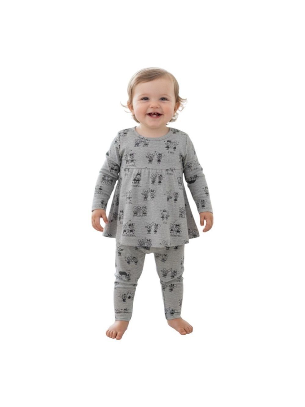 Baby Gap Disney 18–24M Mickey & Minnie Gray Dress + Pants Outfit